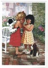 Lovely Children-flowers Of Life Pretty Girl Dog Kids Art New Modern Postcard