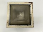 1 Vtg Mcm Art Metal Co Industrial Recessed Square Light Fixture Glass Shade  a