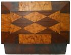 Rare Shaker 19th C Antique Fig d Maple   Mahoghany Inlaid Diamond Wd Sewing Box 