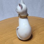 Takahashi Porcelain Cat Trinket Box With Gold Metal Trim Hinged Lid