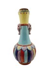 Antique Republican Period Chinese Garlic Mouth Gourd Vase Elephant Handles 14 