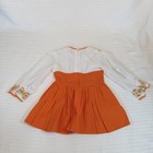 Vintage Sears Toddler Girls Dress  Orange And White  Size 3t Embroidery Design