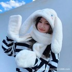3 In 1 Cinnamoroll Winter Warm Plush Hat Cap Hooded Scarf Gloves For Girls Women