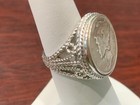 Sterling Silver Filigree Coin Ring Size 5 5