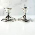      Preisner Sterling Weighted Candlesticks Pair Rope Trim Mid Century Classic