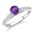10k White Gold Amethyst And White Lab Grown Diamond Wedding Engagement