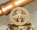 14  Brass Antique Double Barrel Telescope W  Wooden Tripod Stand Antique Finish