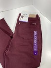 Seven7 Tummy Less Skinny Jeans Women 16 36x31 Maroon Denim High Rise Stretch Nwt