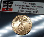 Beautiful 2 Reichspfennig Nazi Coin  Genuine Bronze Third Reich Germany Ww2-era