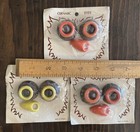 3   Sets Vintage Ceramic Owl Eyes   Beak  Macrame    Beads Crafting 70s Nos