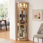Corner Glass Cabinet Lighted Curio Cabinet Corner Display Case For Living Room 