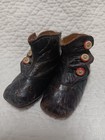 Antique Victorian Keystone Leather Baby Shoes Doll Shoes  Button Up  Stamped