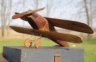Antique Weathervane Wood Model Airplane Toy Propeller Vintage Lightning Rod Barn