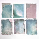 Teal Watercolor Wash Collage Paper Sheets Junk Journal Scrapbooking