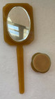 Vtg Vanity Hand Mirror And Powder Box Dresser Set Art Deco Bakelite Celluloid