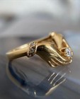 Real Moissanite 1ct Round Cut Promise Hand Wedding Ring 14k Yellow Gold Plated