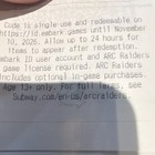 Subway Arc Raiders Reward Code Single-use  id embark games  Exp Nov 2026