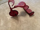 Rare Antique Childs Tricycle Red Batwing Handlebar Metal Wheels Unmarked 16 In