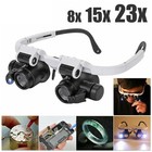 Headband Head Magnifiher 8 Lens Led Light Jeweler Watch Loupe Magnifying Glasses