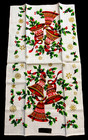 Mwt 40s 50s All Pure Linen Tea Towel Bells Joy Noel Cheers