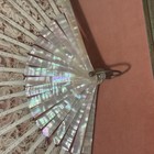 Antique Mother Of Pearl Hand Fan Brussels Lace Framed 