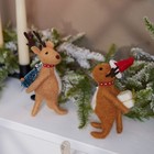 Primitives By Kathy Felt Christmas Gifting Deer Ornament Critter Set 2 Holiday