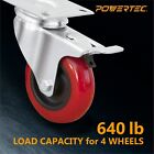 Powertec 3 Inch Swivel Double Lock Polyurethane Plate Casters  Red  4pk  17205 
