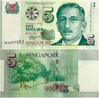 1999 Singapore 5 Dollars P 39 Unc New Banknote