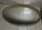 Vtg Hollywood Regency Gold Ornate Filigree Oval Mirror Vanity Tray Mcm Large
