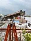 Antique Brass Binocular With Tripod Stand     Vintage Maritime Explorer Decor