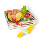 17 Pcs Cutting Fruit Set - Wooden Play Food Kitchen Accessory  Multicolor