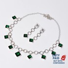 Chrome Diopside Stone Handmade 925 Sterling Silver Jewelry Set 19  1 8  26 7 Gms
