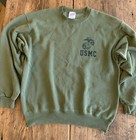 Vintage Usmc Sweatshirt Mens M Green Marine Corps Soldier 90s Crewneck Sweater