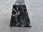 Genuine Black Zebra Marble Triangle Bookends Pair  heavy Duty Stone 