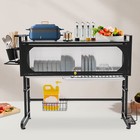 Adjustable Over Sink Dish Rack With Drain Board 33lb Large Kitchen Organizer