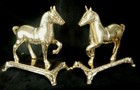 French Antique Art Deco Pair Horses Bookends Bronze Brass Vintage Statue Figural