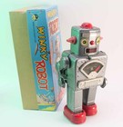 Repop Gray Winky Robot Tin 2005 Planet Robot With Box 9  Tall