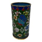 Vintage 1970s Chinese Cloisonn   Enamel Peony Butterly Brush Pot Pen Holder Vase