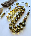 Natural Baltic Amber 21g  Islamic Prayer Rosary 33 Olive Beads Tesbih Misbaha