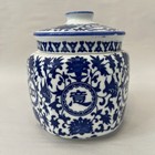 Blue white  Porcelain Flowers Blessing Character  Tea Caddie Pot Jar Marked