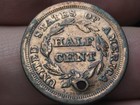 1851 United States Braided Hair Half Cent- Vf xf Details