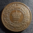 1864 Nova Scotia Half Cent Choice Au-55 With Unique  deformed C Strike  Mint Err