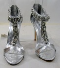 New Ladies Silver 4 5 stiletto High Heel Ankle Strap  Shoes Women Size 8