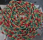 Vtg Round Faceted Bead Garland Christmas Decor 9  Strands X 10  90ft  Red Gold 