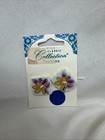 Westrim 15 16    Yellow Columbine Flower Ceramic 2 Hole Buttons Lot 3 Button Cards