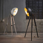Teamson Home Tripod Floor Lamp Industrial Metal Dish Shade Black Fascino