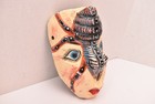 Atq Mexican Guerrero Folk Art Carved Wood Spider Face Vtg Woman Dance Mask 10 5 