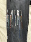 Amiri Men   s Black Skinny Jeans Logo Print Distressed Knee 5-pocket Size 31
