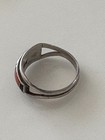 Navajo  Signed Sterling Turquoise  Onyx  And Spiny Oyster Inlay Ring   Size 8 