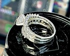 14k White Gold Princess-cut White Diamond Engagement wedding Ring Set Sz 8